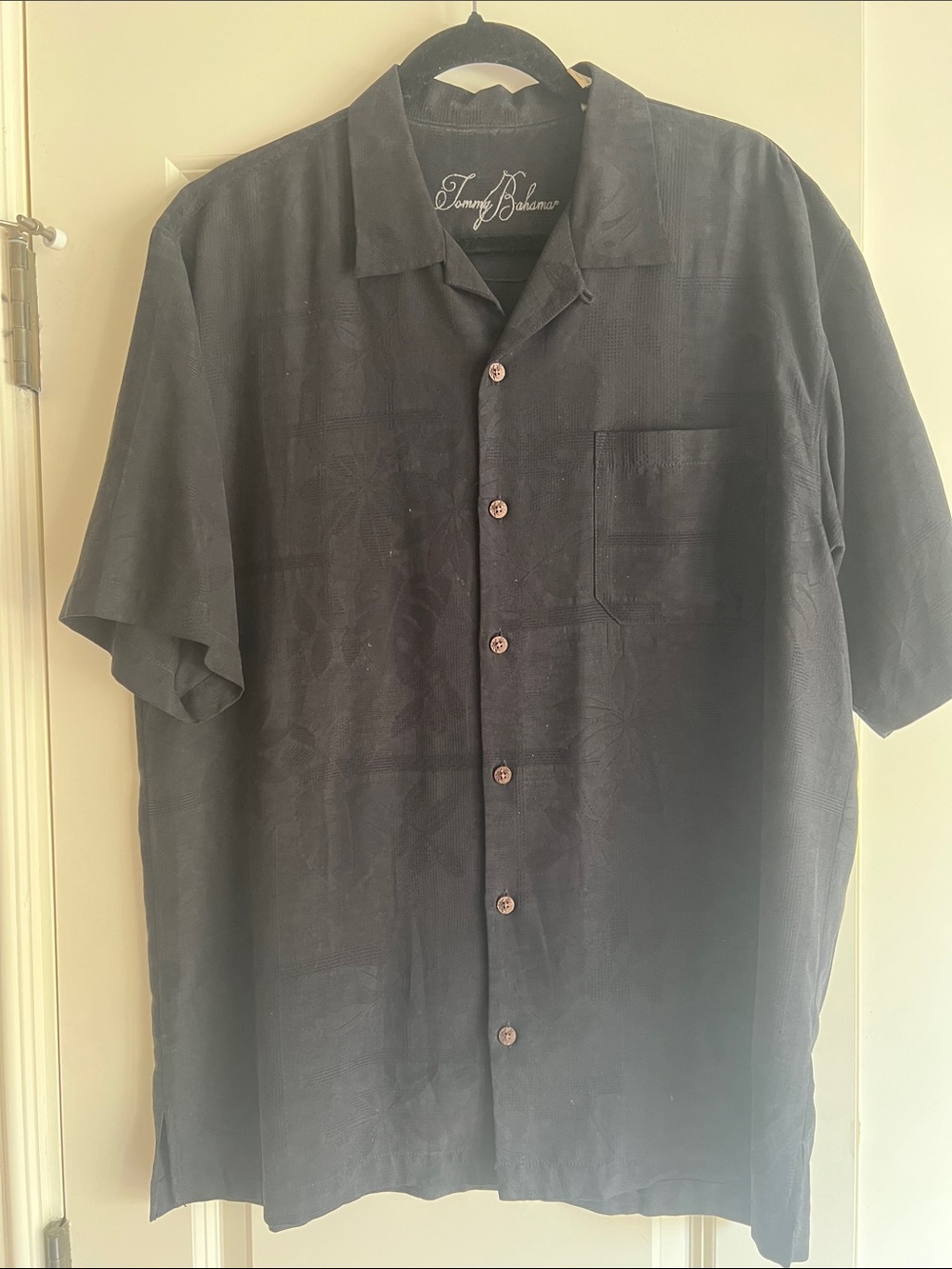 Tommy Bahama Men’s Short-Sleeve Button-Down Camp Shirt with embroidery on back